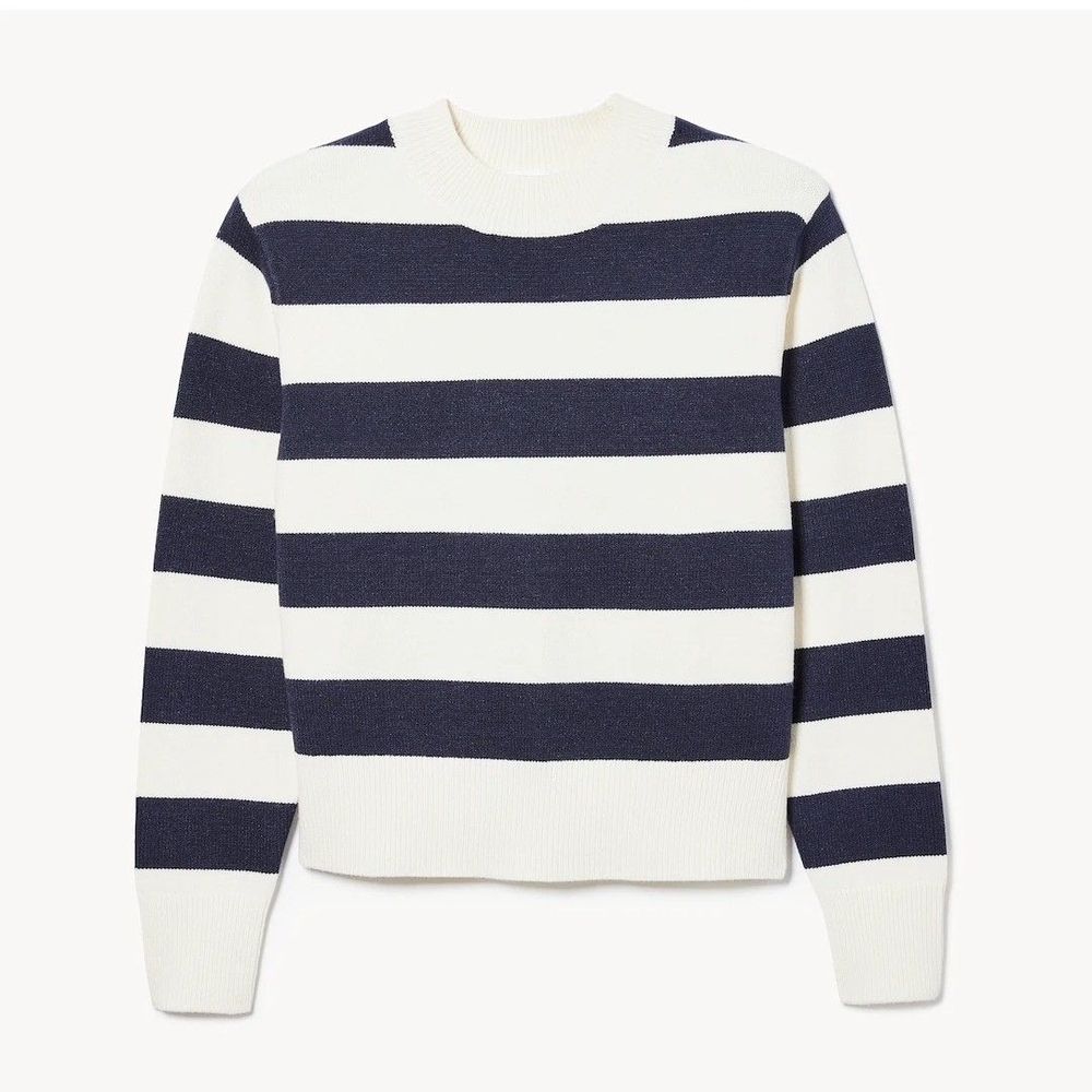 Joe Fresh Navy and Cream Striped Crew Neck Sweater